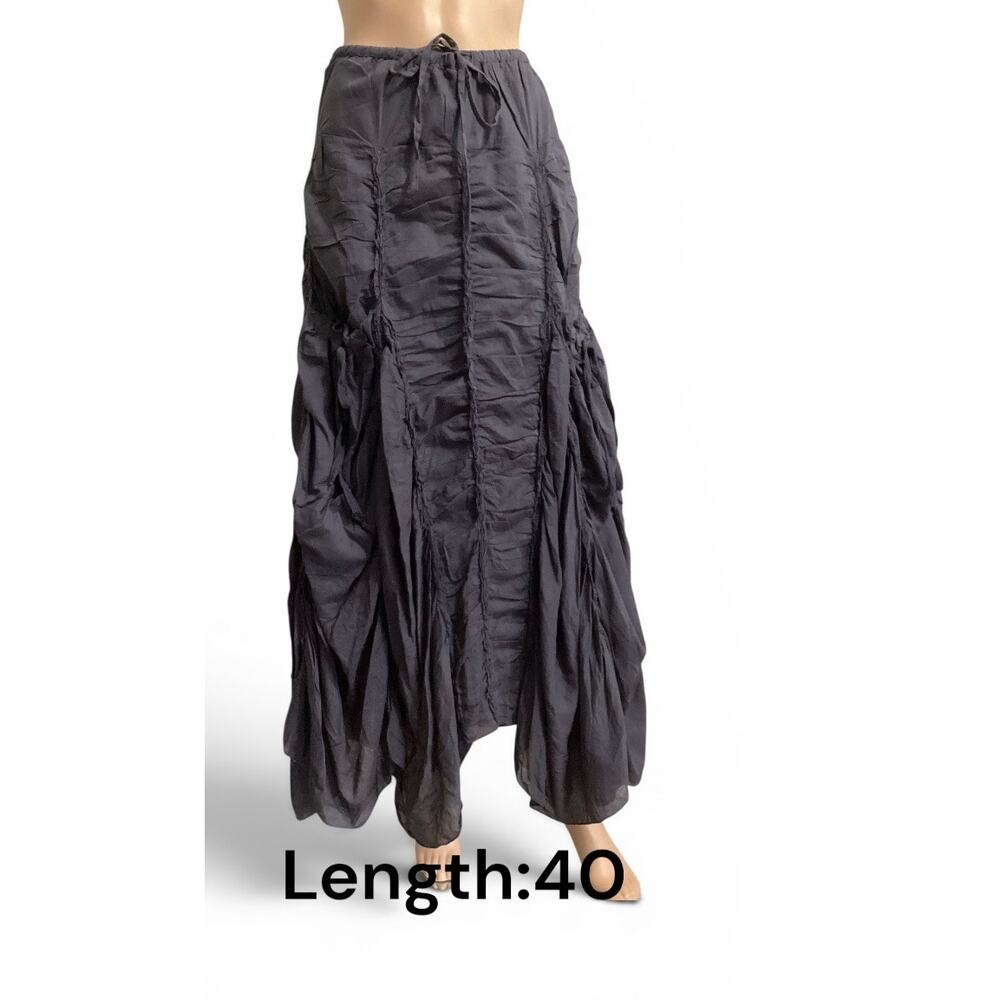 Sweet Cinnamon Gray Ruched Maxi Skirt Victorian Gothic size small - Picture 2 of 5
